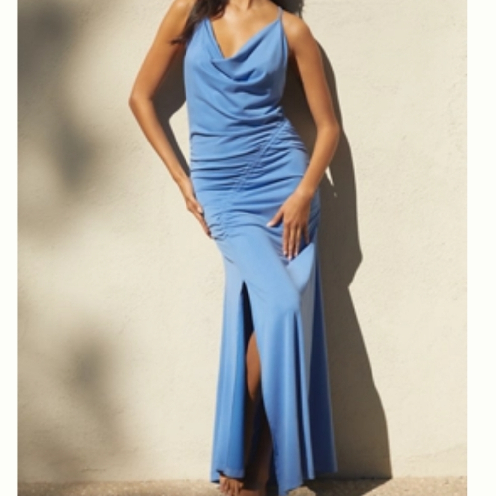 NWT Anthropologie Cowl Neck Ruched Maxi Dress